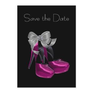 High Heel Shoes Hot Pink Black Save The Date