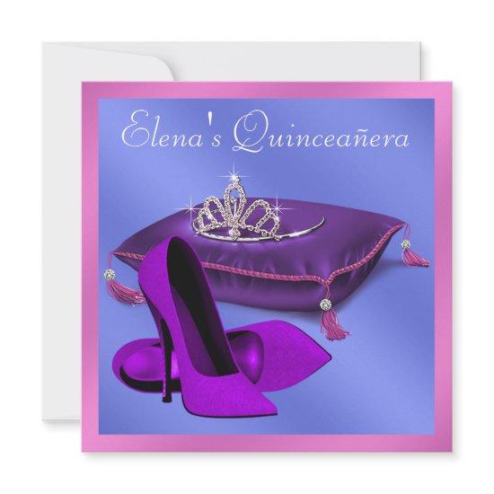 High Heel Shoes Hot Pink Purple Quinceanera