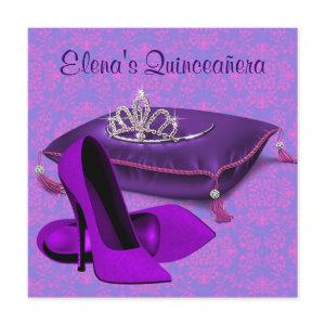 High Heel Shoes Hot Pink Purple Quinceanera