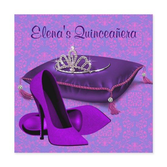 High Heel Shoes Hot Pink Purple Quinceanera