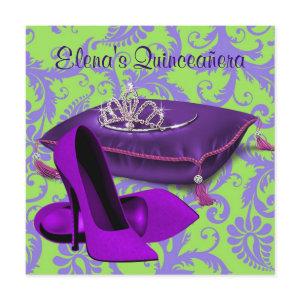 High Heel Shoes Lime Green Purple Quinceanera