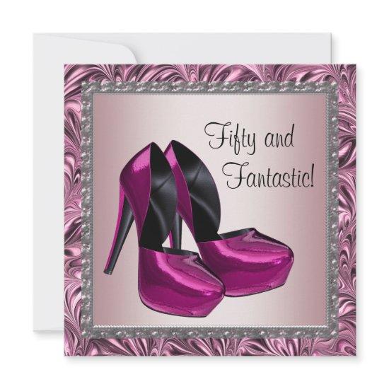 High Heel Shoes Womans Pink Black 50th Birthday