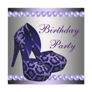 High Heels Shoes Purple Leopard Birthday Party