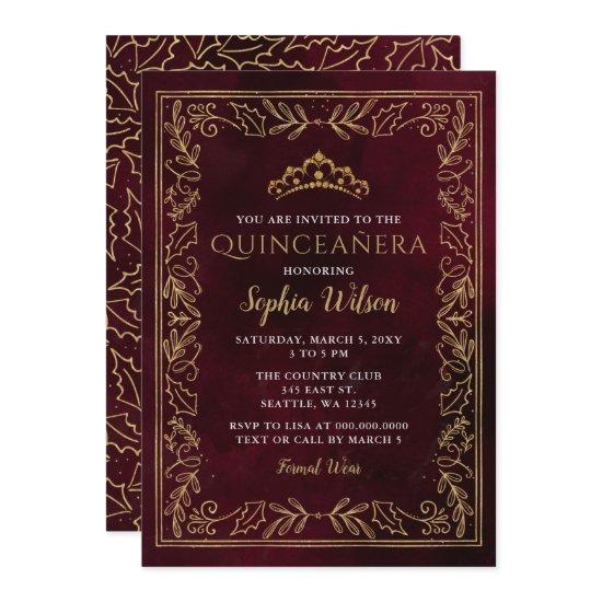 Holly Red Gold Princess Tiara Quinceañera