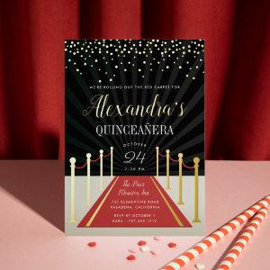 Hollywood Red Carpet Quinceañera Gold Foil