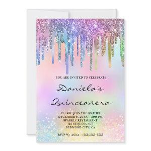Holo Glitter Rainbow Drips Quinceañera