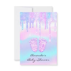Hologram Unicorn Baby Shower Girl Feet Glitter
