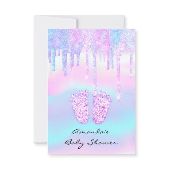 Hologram Unicorn Baby Shower Girl Feet Glitter