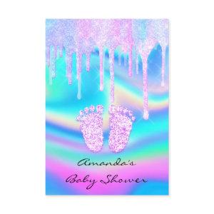 Hologram Unicorn Baby Shower Girly Feet Glitter