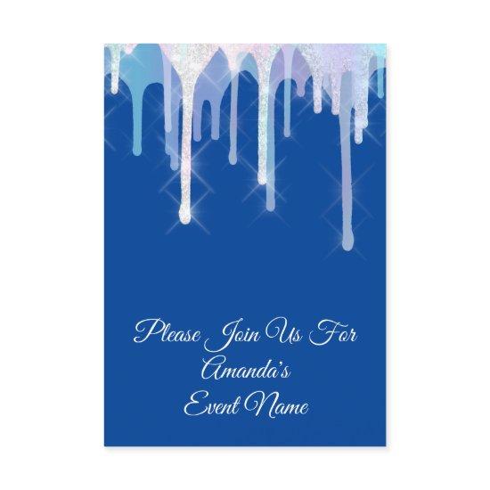 Holographic Drips Unicorn Pink Royal Blue