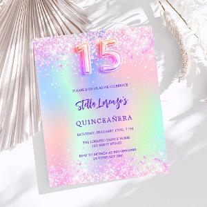 Holographic pink budget Quinceanera