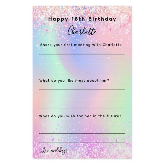 Holographic pink purple birthday wishes card