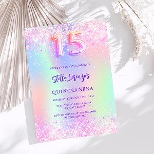 Holographic pink purple glitter Quinceanera