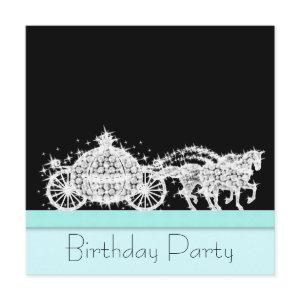 Horse Carriage Teal Blue Princess Birthday Party