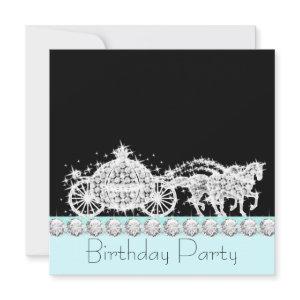 Horse Carriage Teal Blue Princess Birthday Party
