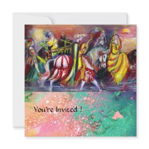 HORSE RIDERS IN NIGHT Pink Purple Green Sparkles