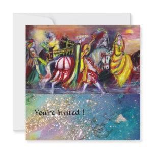 HORSE RIDERS ,MUSIC IN NIGHT, Gold Blue Gparkles