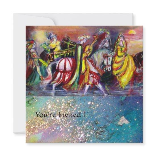 HORSE RIDERS ,MUSIC IN NIGHT, Gold Blue Gparkles