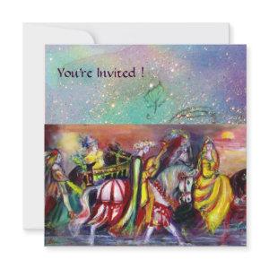HORSE RIDERS ,MUSIC IN NIGHT, Gold Blue Gparkles