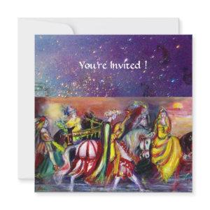 HORSE RIDERS ,MUSIC IN NIGHT, Gold Blue Gparkles