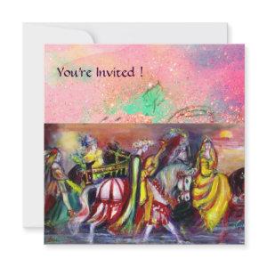 HORSE RIDERS ,MUSIC IN NIGHT, Pink Gold sparkles