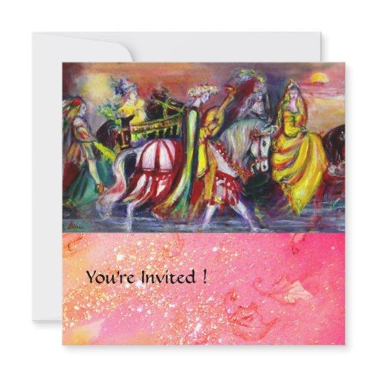 HORSE RIDERS ,MUSIC IN NIGHT, Pink Gold sparkles