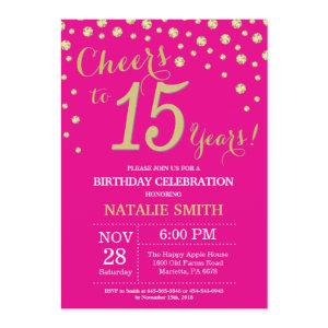 Hot Pink and Gold 15th Birthday Diamond