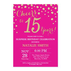 Hot Pink and Gold Surprise 15th Birthday Diamond
