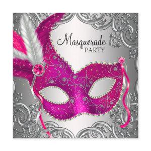Hot Pink and Silver Mask Masquerade Party