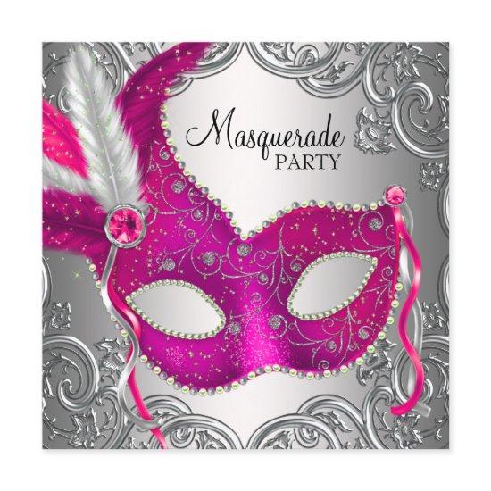 Hot Pink and Silver Mask Masquerade Party