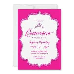 Hot Pink and white Quinceanera