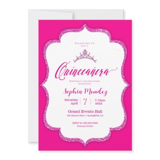 Hot Pink and white Quinceanera