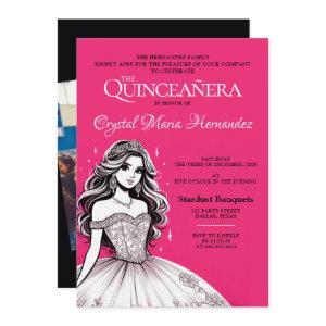 Hot Pink and White Quinceañera
