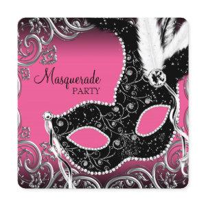 Hot Pink Black Mask Masquerade Party