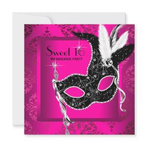 Hot Pink Black Sweet 16 Masquerade Party