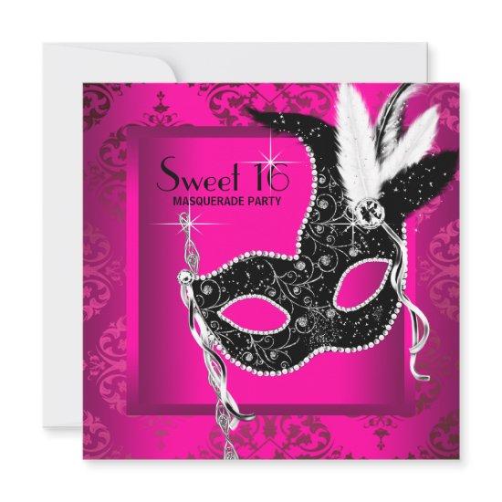 Hot Pink Black Sweet 16 Masquerade Party