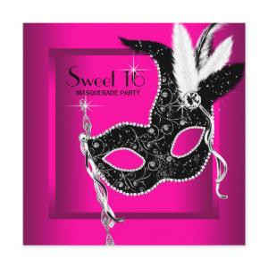 Hot Pink Black Sweet 16 Masquerade Party