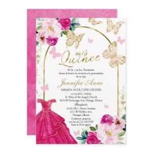 Hot Pink Butterfly Spanish Quinceanera