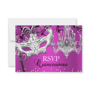 Hot Pink Chandelier Masquerade Quinceanera RSVP