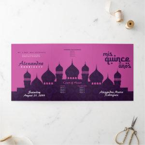 Hot Pink Dark Purple Arabian Nights Quinceañera Tri-Fold