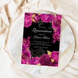 Hot Pink Exclusive Floral Photo Quinceanera