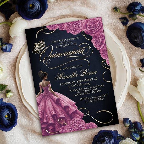 Hot Pink Floral Dress Quinceañera