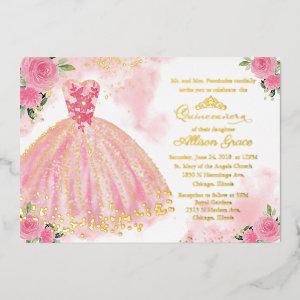 Hot Pink Floral Quinceanera Foil