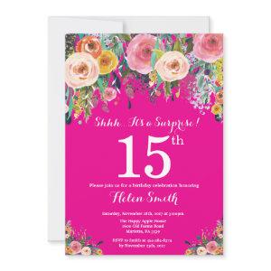 Hot Pink Floral Surprise 15th Birthday