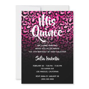 Hot Pink Glam Leopard Spots Black Ombre Mis Quince