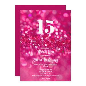 Hot Pink Glitter Glam 15th Birthday