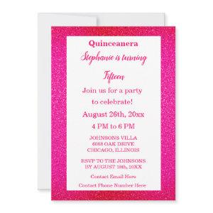 Hot Pink Glitter Quinceanera 15th Birthday Party