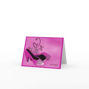 Hot Pink Heels Quinceanera 15th Birthday RSVP