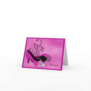 Hot Pink Heels Quinceanera 15th Birthday Thank You