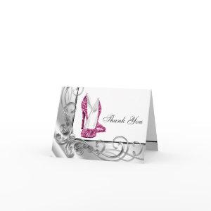 Hot Pink High Heel Shoe Thank You Cards